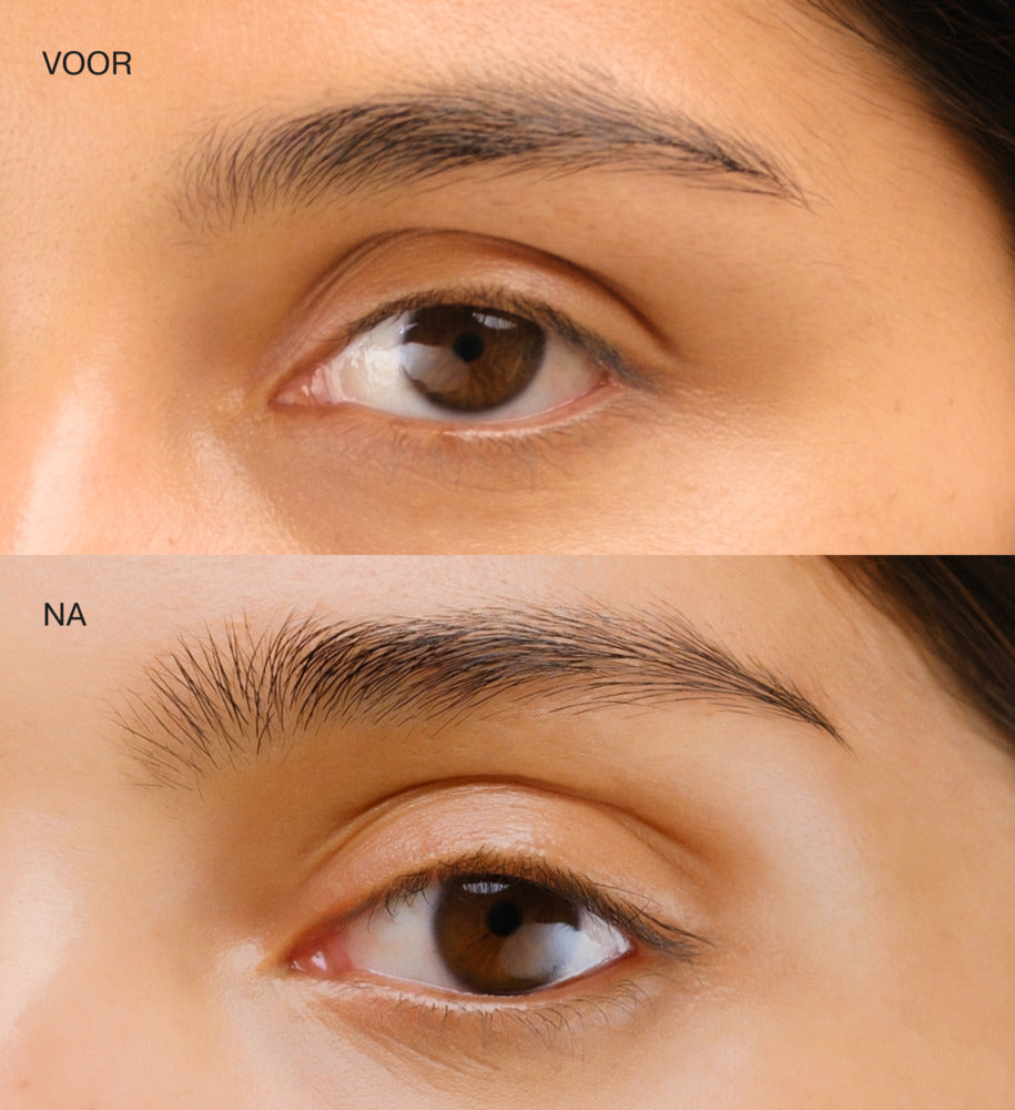 Voor en na vergelijking met The Precision Brow Gel voor verzorgde en gelifte wenkbrauwen