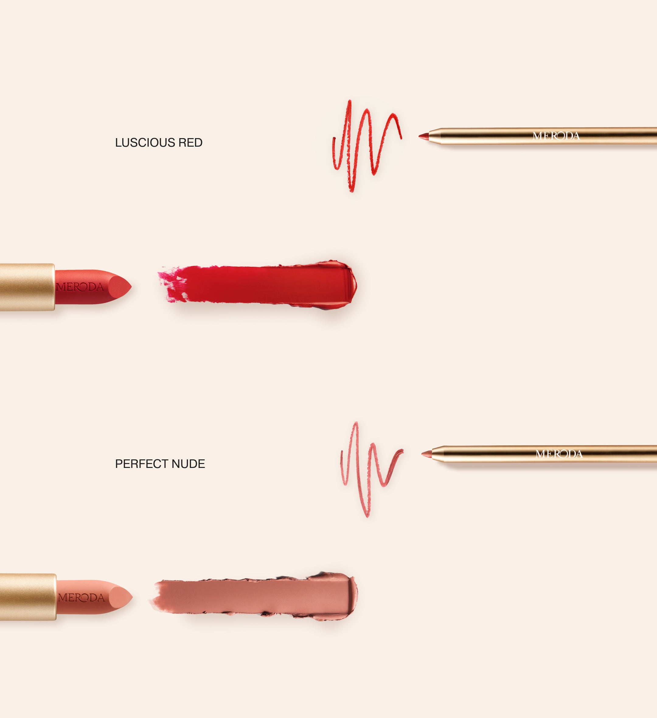 みち　BONDED DESIRE トップのみ Luscious Lips Set | Matte Lippenstift & Lippotlood Set | Meroda