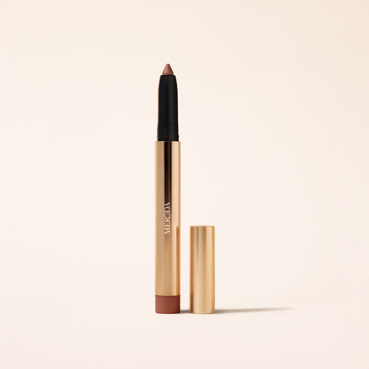 Meroda Cosmetics Eye Perfecting Shimmer Stick in Mauve met glanzende punt en strakke gouden metallic huls