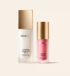 Vibrant Skin Duo met Changing Foundation en Vibrant Cheeks Liquid Blush in Pink Peony