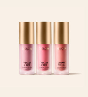 Meroda Cosmetics Vibrant Cheeks Trio met drie blendbare vloeibare blush tinten voor een dewy finish