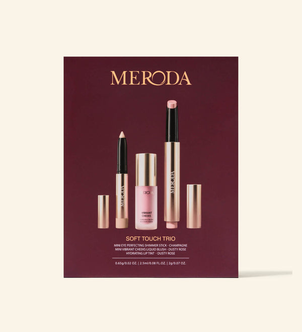 Soft Touch Trio make-up set met de oogschaduwstick, liquid blush en hydraterende lip tint.