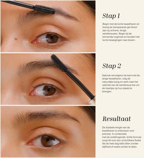 The Precision Brow Gel stap-voor-stap aanbrenggids voor natuurlijke en gelifte wenkbrauwen