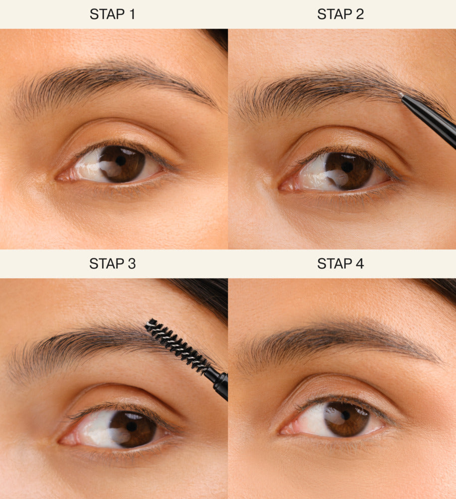 Meroda Cosmetics The Precision Brow Pencil in Cool Brown stapsgewijze gids voor het vormgeven en blenden