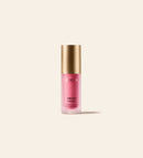 Mini Vibrant Cheeks Liquid Blush in Raspberry Rush in een matglazen flacon met een gepolijste gouden dop.