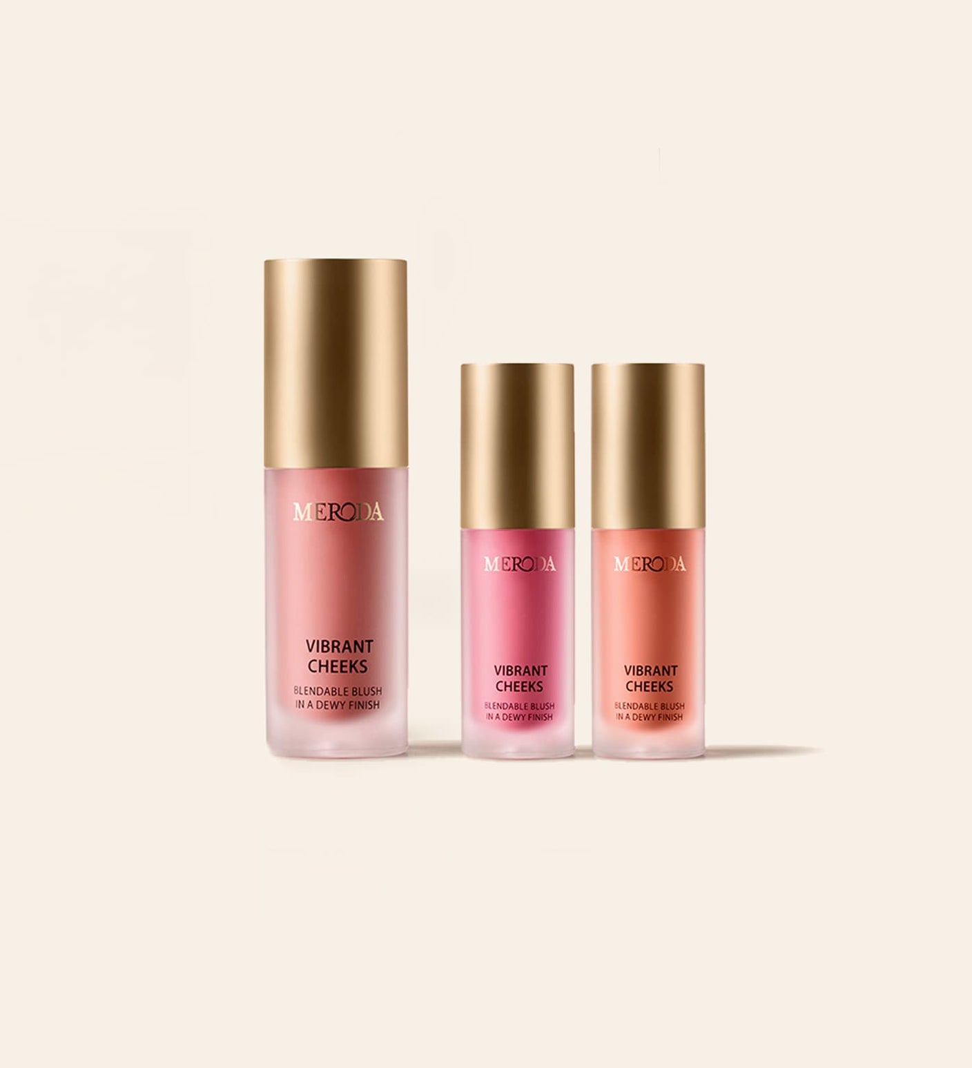 Blush Discovery Trio met één full-size en twee limited edition Vibrant Cheeks Liquid Blush flacons