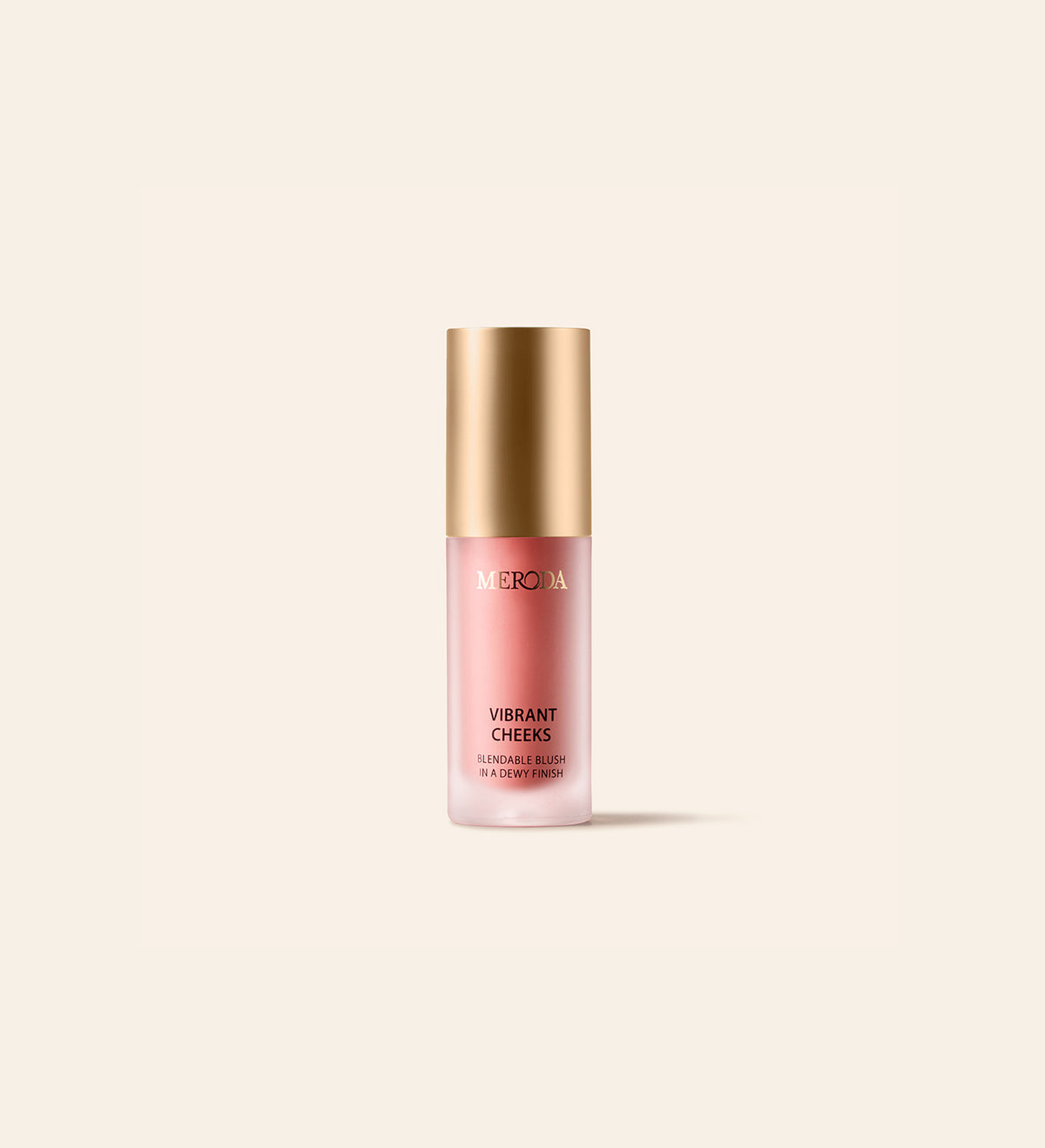 Mini Vibrant Cheeks Liquid Blush in Dusty Rose met een gouden dop voor een blendbare, dewy finish