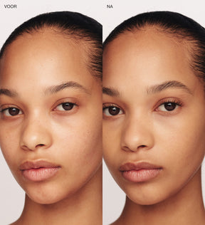 Voor- en na vergelijking van de Velvet Skin Primer die poriën verzacht en zorgt voor een vlekkeloze finish